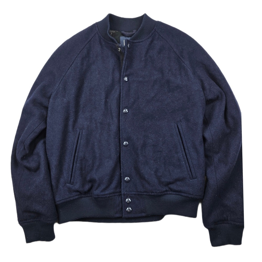 GAP Wool Blend Bomber Jacket Mens Medium Navy Blue Varsity‎ Snap Front
